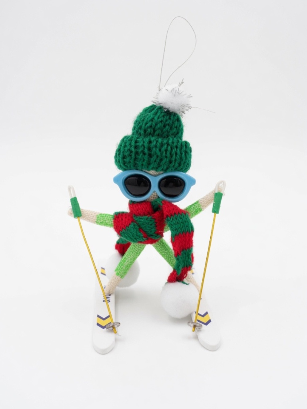 She Shells Art  Skiing Starfish Ornament - Seastar - knitted beanie - Christmas